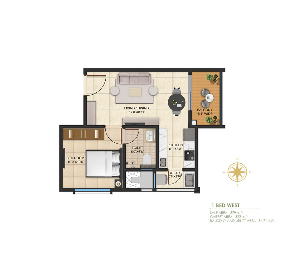 1 BHK WEST