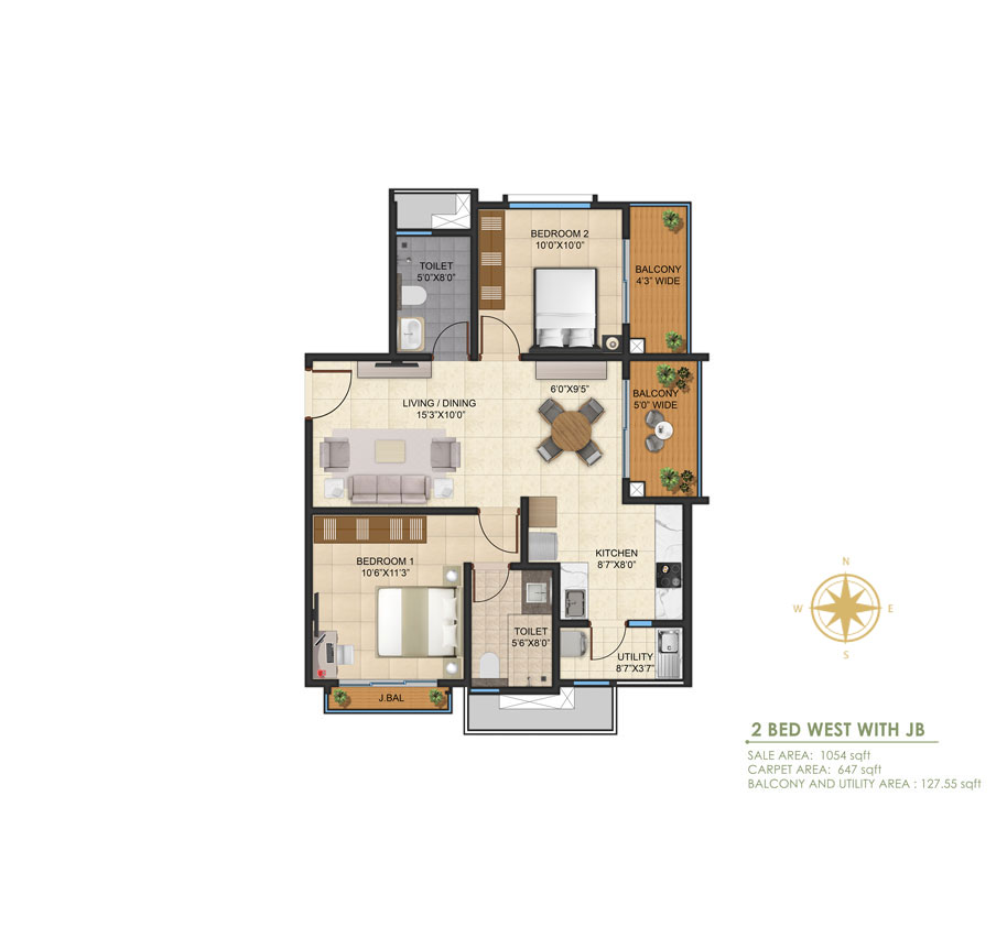 2 BHK WEST WITH JB