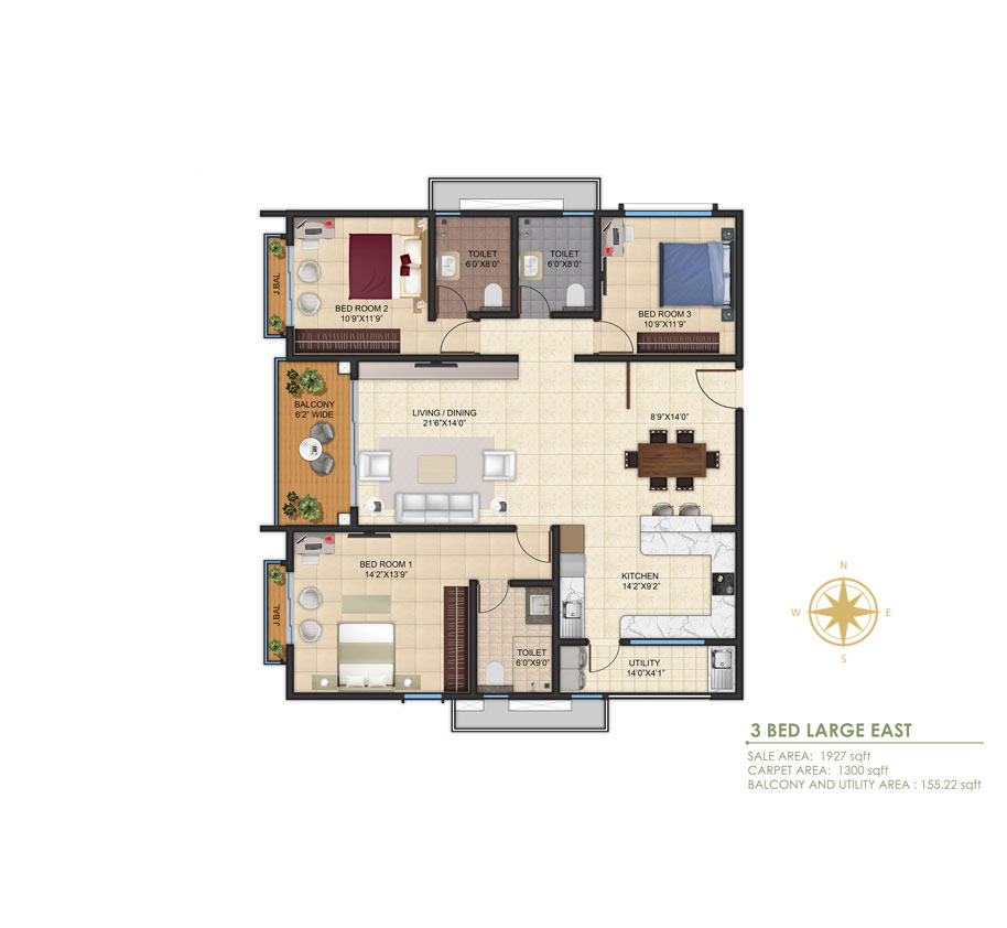 3 BHK LARGE EAST