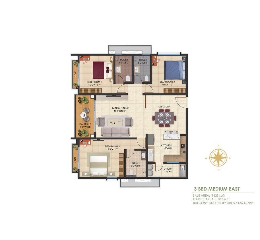 3 BHK MEDIUM EAST