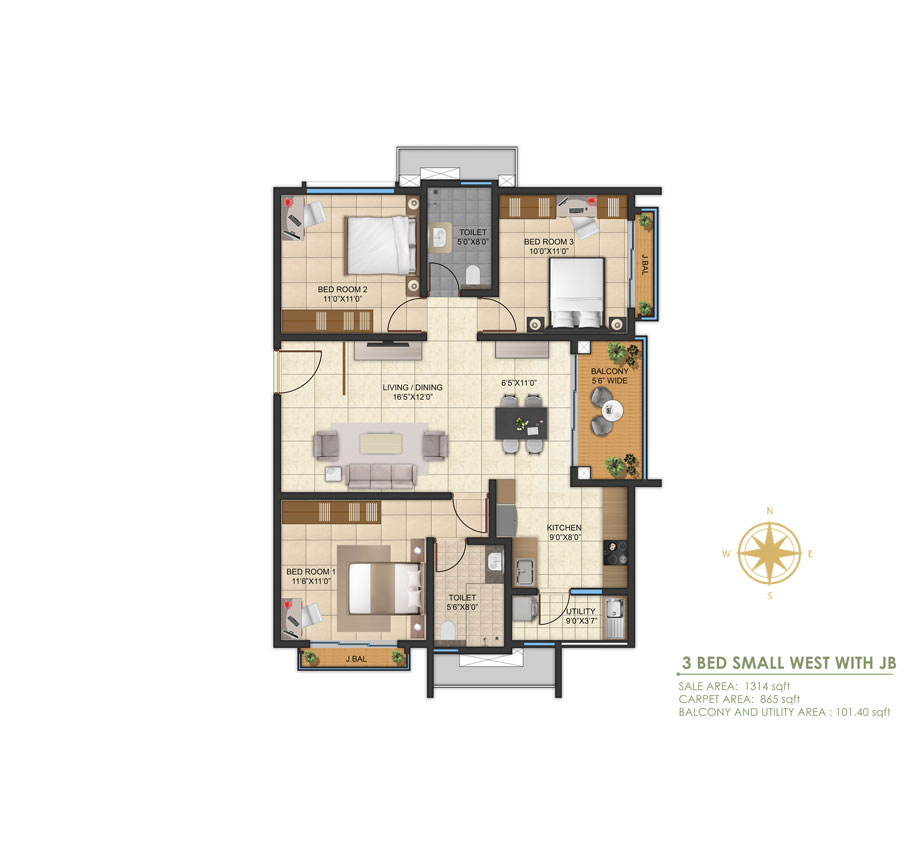 3 BHK SMALL EAST WITH JB